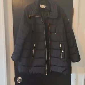 MICHAEL Michael Kors Black Puffer Jacket with Gold Accents
